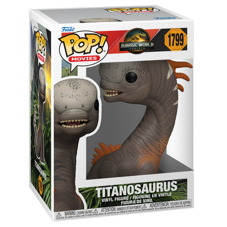 Funko Pop! Movies Jurassic World Rebirth Titanosaurus figure, collectible vinyl toy with detailed design and vibrant colors.