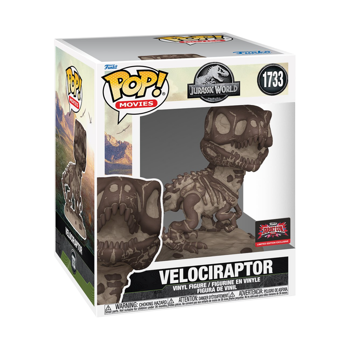Funko Pop! Jurassic World Velociraptor Targetcon 2025 Exclusive figure from Shak's Pop Shop, detailed collectible vinyl toy
