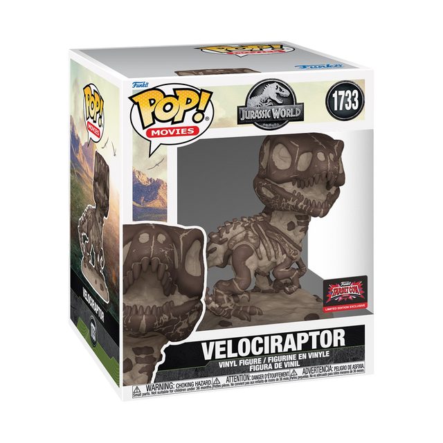 Funko Pop! Jurassic World Velociraptor Targetcon 2025 Exclusive figure from Shak's Pop Shop, detailed collectible vinyl toy