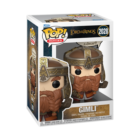 Funko Pop! Movies Lord of the Rings Gimli figure with Sayings from Shak's Pop Shop, detailed collectible toy in vibrant colors.
