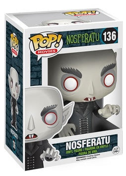 Funko Pop! Nosferatu figure from Movies series, with box imperfection, featuring a spooky vampire character in detailed costume.