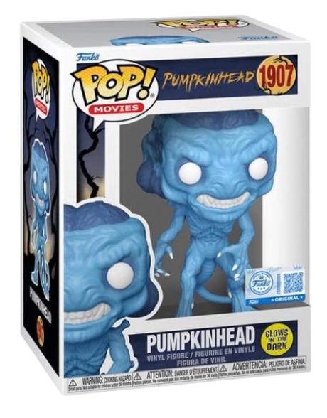 Funko Pop! Pumpkinhead glow figure from Movies series, stylized vinyl collectible with pumpkinhead character in an upright pose.