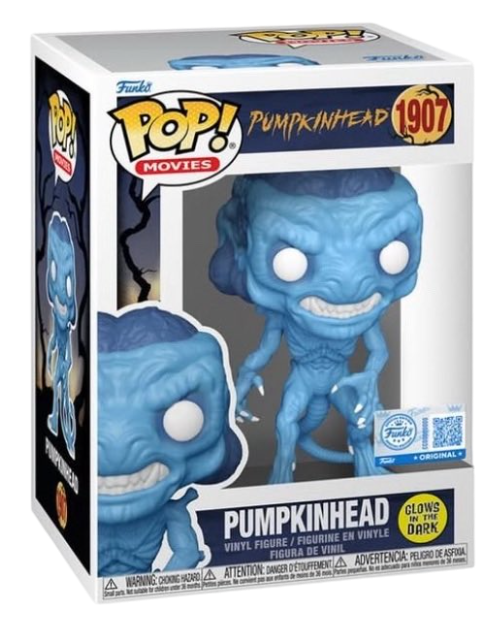 Funko Pop! Pumpkinhead glow figure from Movies series, stylized vinyl collectible with pumpkinhead character in an upright pose.