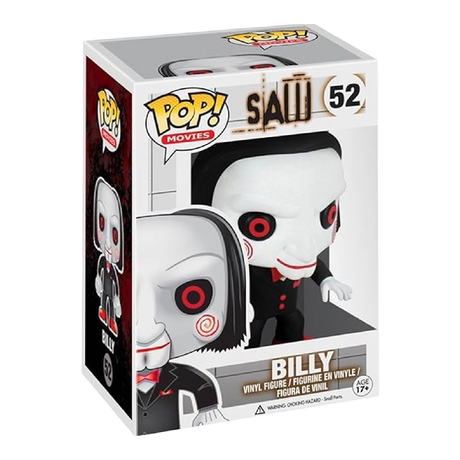 Funko Pop! Movies: Saw Billy figure by Shak's Pop Shop, featuring Billy the puppet from the Saw horror film series.