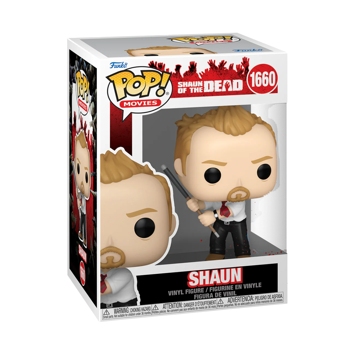 Funko Pop! Movies Shaun of the Dead Shaun figure with detailed zombie costume, collectible vinyl toy from Shak's Pop Shop