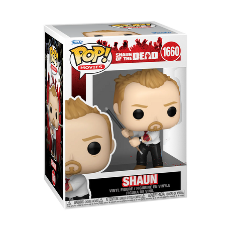 Funko Pop! Movies Shaun of the Dead Shaun figure with detailed zombie costume, collectible vinyl toy from Shak's Pop Shop