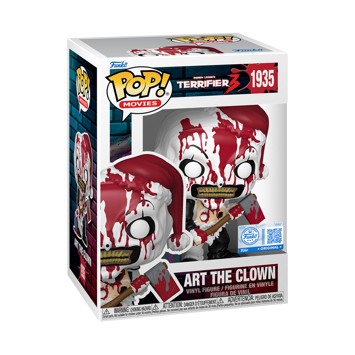 Funko Pop! Movies Terrifier 3 Art the Clown figurine, a special edition collectible with detailed clown costume and makeup.