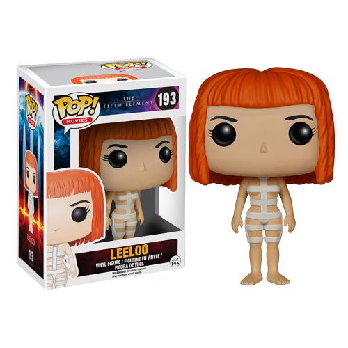 Funko Pop! Movies Leeloo figure with box imperfection, featuring Leeloo from The Fifth Element in collectible vinyl form.