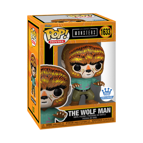 Funko Pop! Movies Universal Monsters The Wolf Man deco figure with box imperfection, collectible vinyl figure from Shak's Pop Shop.