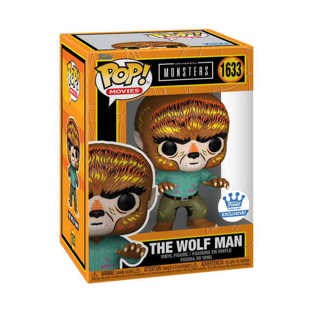Funko Pop! Movies Universal Monsters The Wolf Man deco figure with box imperfection, collectible vinyl figure from Shak's Pop Shop.