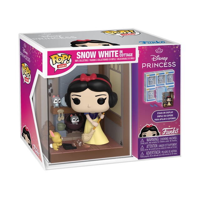 Funko Pop! Nook Disney Princess Snow White in cottage figure, collectible vinyl toy with detailed painted features and iconic character pose