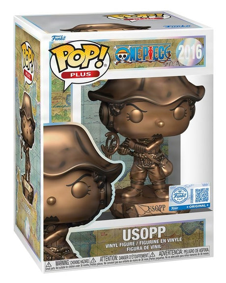 Bronze Funko Pop! Plus Usopp statue from One Piece, collectible figure with detailed design, exclusive to Funko Shop.