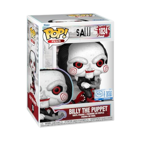 Funko Pop! Plus figure of Billy the Puppet from Saw, with detailed design, from Shak's Pop Shop, Amazon Exclusive collectible toy