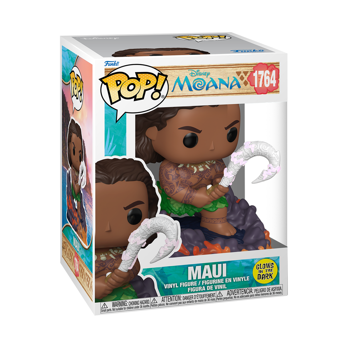 Funko Pop! Premium Moana Maui glow figure, featuring Maui character from Disney's Moana in collectible vinyl form