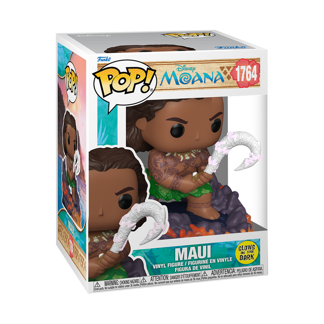 Funko Pop! Premium Moana Maui glow figure, featuring Maui character from Disney's Moana in collectible vinyl form