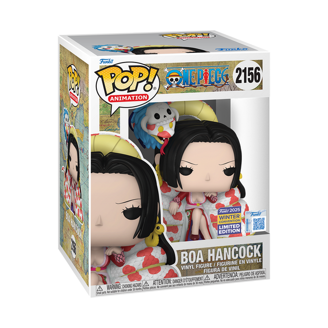 Funko Pop! Premium Boa Hancock on Throne figure from One Piece, 2025 Winter Convention shared exclusive, detailed collectible.