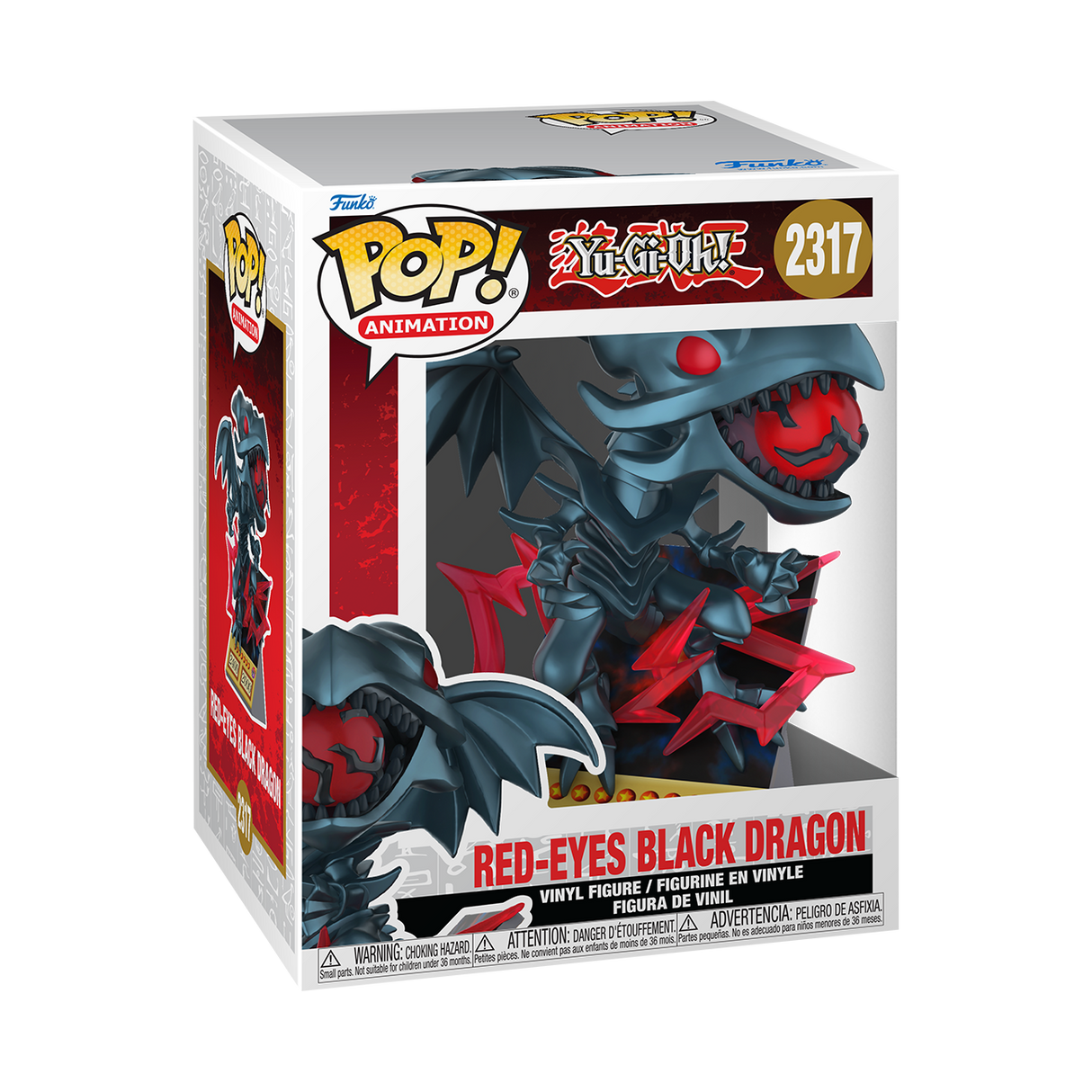 Funko Pop! Premium Yu-Gi-Oh Red-Eyes Black Dragon figure with detailed design and vibrant colors, collectible anime merchandise.