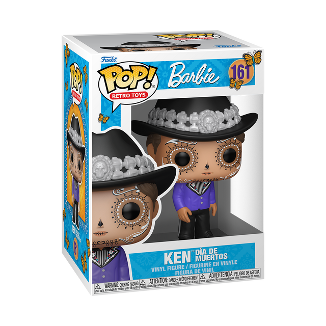 Funko Pop! Retro Toys Barbie and Ken Dia De Muertos figures from Shak's Pop Shop, colorful collectible toy characters.