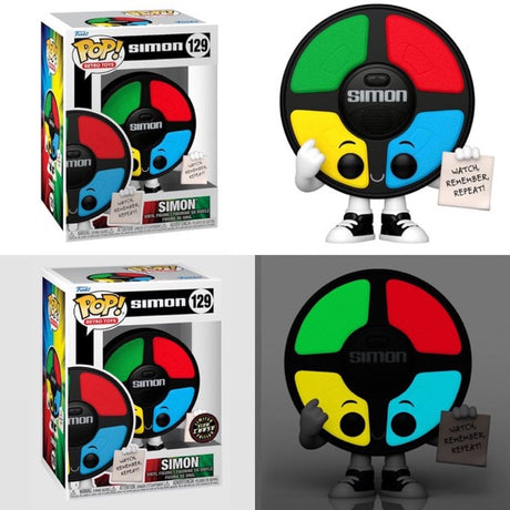 Funko Pop! Retro Toys Simon Glow Chase Bundle figure by Shak's Pop Shop, featuring colorful retro toy character in glowing details.