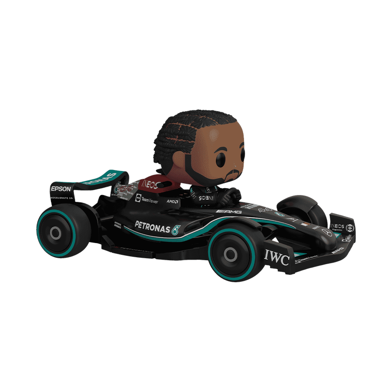 Funko Pop! Rides Mercedes Lewis Hamilton Formula 1 figure from Shak's Pop Shop, featuring a detailed toy replica of the racing driver