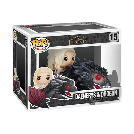 Funko Pop! Rides Daenerys Targaryen with Drogon from Game of Thrones, featuring a box with minor imperfection, by Shak's Pop Shop.