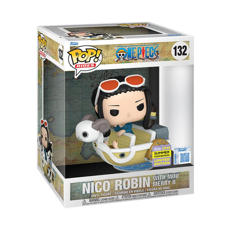 Funko Pop! Rides Nico Robin with Mini Merry II figure from One Piece, with box imperfection, collectible toy from Shak's Pop Shop.