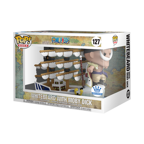 Funko Pop! Rides White Beard with Moby Dick figure from One Piece, featuring White Beard on his ship, a Funko Shop exclusive.
