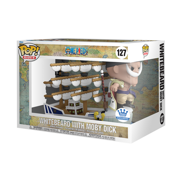 Funko Pop! Rides White Beard with Moby Dick figure from One Piece, featuring White Beard on his ship, a Funko Shop exclusive.