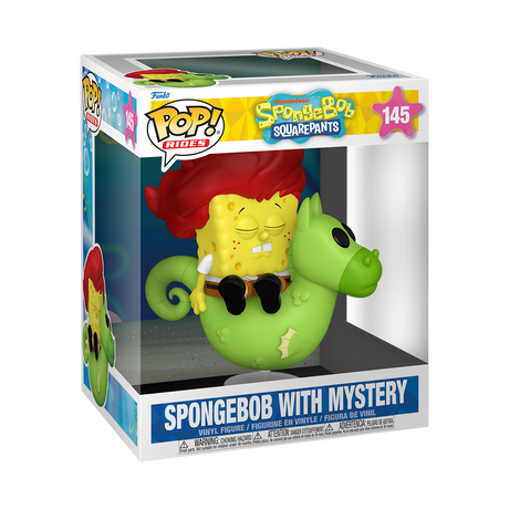 Funko Pop! Rides Spongebob Squarepants figure with mystery accessory, collectible vinyl toy from Shak's Pop Shop.