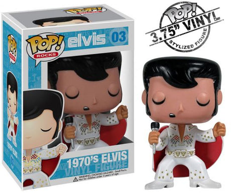Funko Pop! Rocks Elvis Presley 1970s figure with box damage, collectible vinyl figure from Shak's Pop Shop