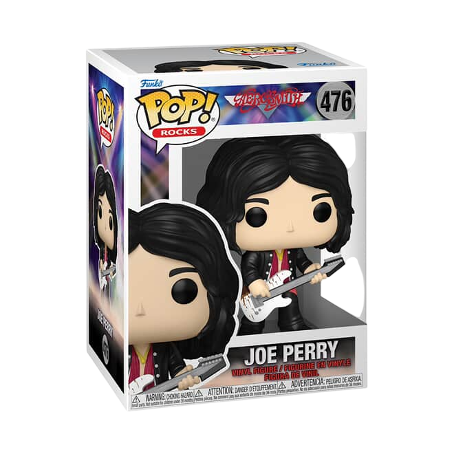 Funko Pop! Rocks Joe Perry figure from Aerosmith, collectible vinyl toy with detailed rock musician design.