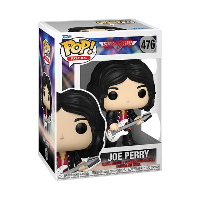 Funko Pop! Rocks Joe Perry figure from Aerosmith, collectible vinyl toy with detailed rock musician design.