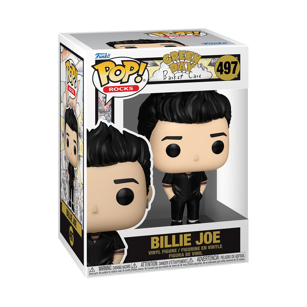 Funko Pop! Rocks Green Day Billie Joe Armstrong figurine in Basket Case costume, collectible vinyl figure with detailed features.