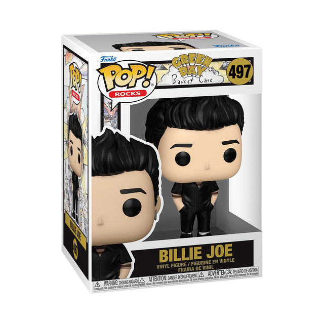 Funko Pop! Rocks Green Day Billie Joe Armstrong figurine in Basket Case costume, collectible vinyl figure with detailed features.