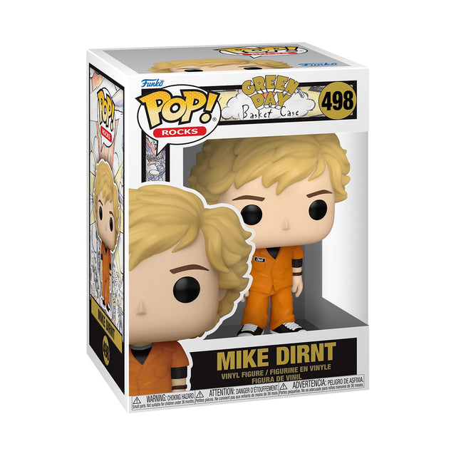 Funko Pop! Rocks Green Day Mike Dirnt figure wearing a Basket Case outfit, collectible vinyl toy, displayed front view.