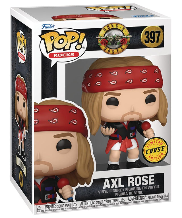 Funko Pop! Rocks Axl Rose Chase figure with box imperfection, collectible toy from Guns N' Roses series, by Shak's Pop Shop.