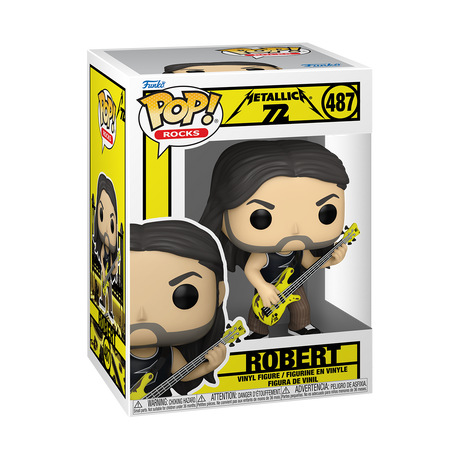 Funko Pop! Rocks: Metallica 72 Robert figure, collectible vinyl toy with detailed band costume and signature hairstyle.
