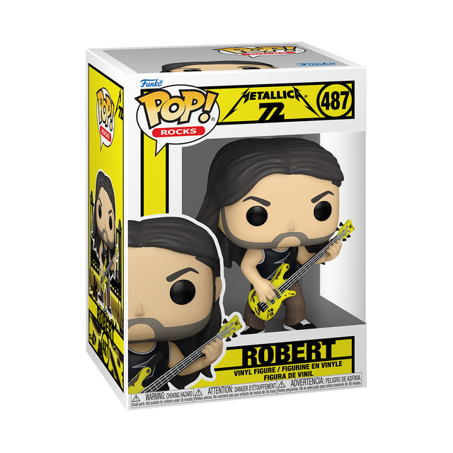 Funko Pop! Rocks: Metallica 72 Robert figure, collectible vinyl toy with detailed band costume and signature hairstyle.