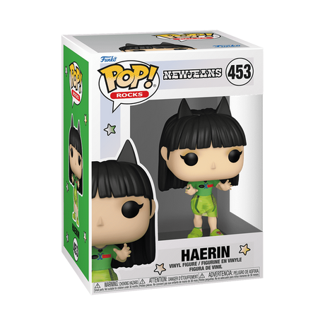 Funko Pop! Rocks: New Jeans Haerin figure with box imperfection, collectible vinyl toy from Shak's Pop Shop.