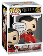 Funko Pop! Rocks Queen Freddie Mercury figure with sayings, collectible toy from Shak's Pop Shop, featuring iconic rock star details.
