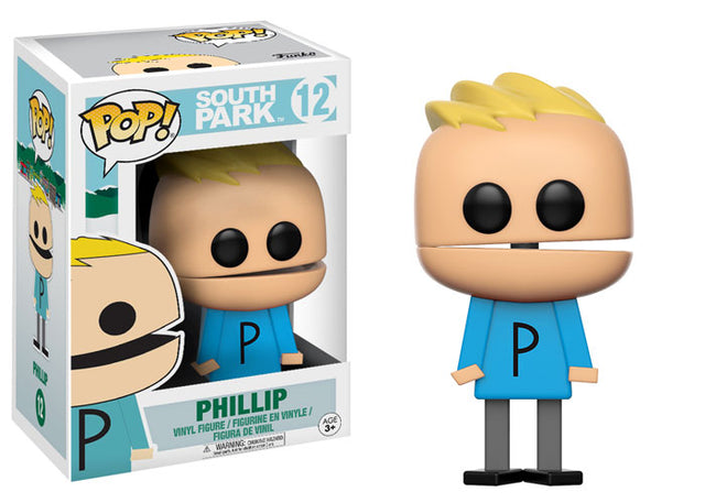 Funko Pop! South Park Phillip figure with box imperfection, collectible vinyl toy in original packaging.