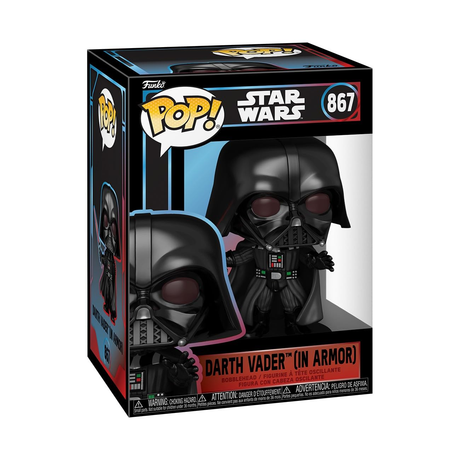 Funko Pop! Star Wars Darth Vader in armor collectible figure, detailed vinyl figurine with iconic helmet and armor details.