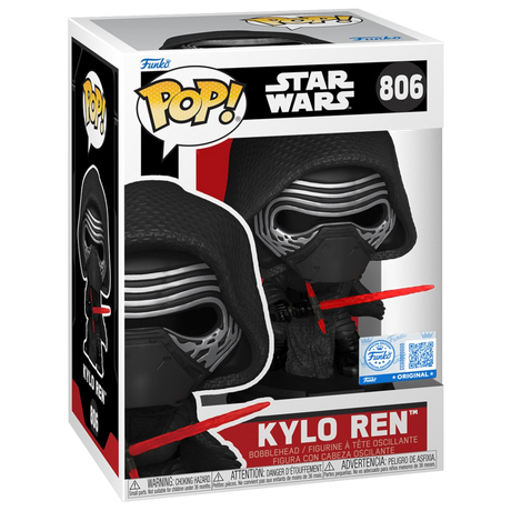 Funko Pop! Star Wars: Kylo Ren (First Order) figure with box imperfection, detailed black costume and red lightsaber.