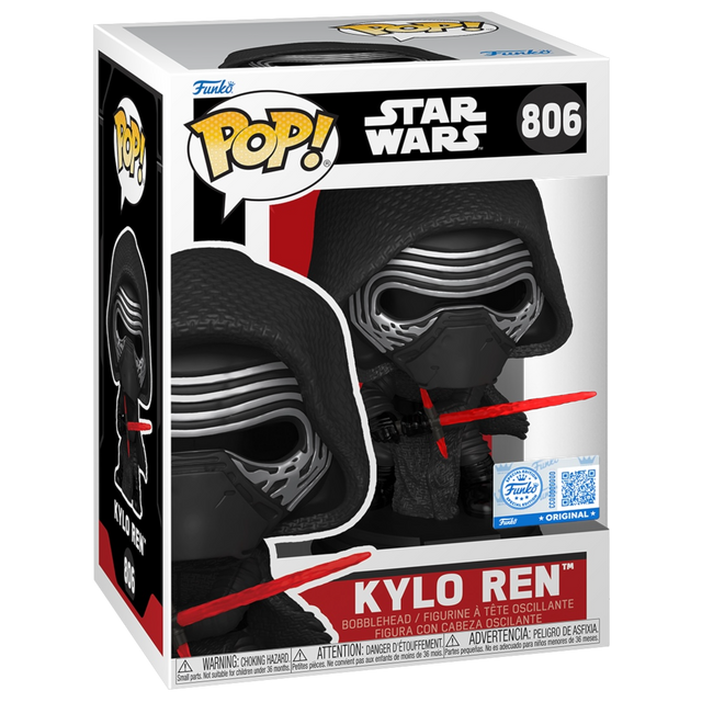 Funko Pop! Star Wars: Kylo Ren (First Order) figure with box imperfection, detailed black costume and red lightsaber.