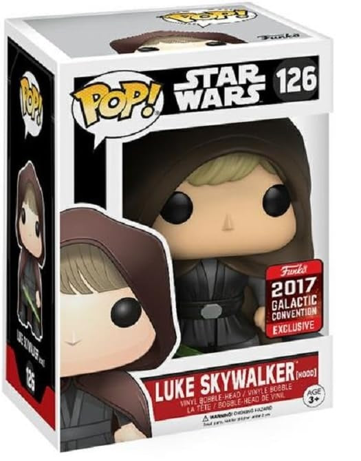 Funko Pop! Star Wars Luke Skywalker figure from 2017 Galactic Convention, collectible toy in original packaging.