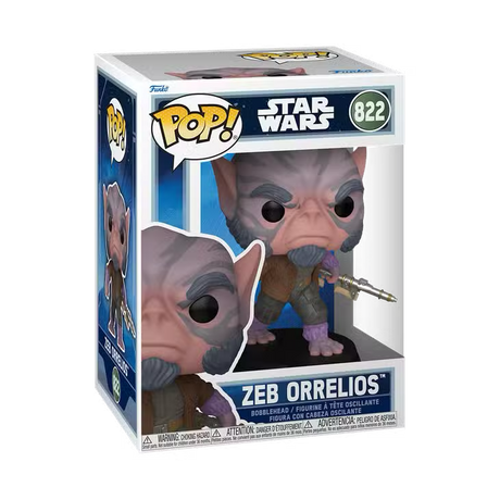 Funko Pop! Star Wars Mandalorian and Grogu with Zeb Orrelios figure, collectible vinyl toy from Shak's Pop Shop.