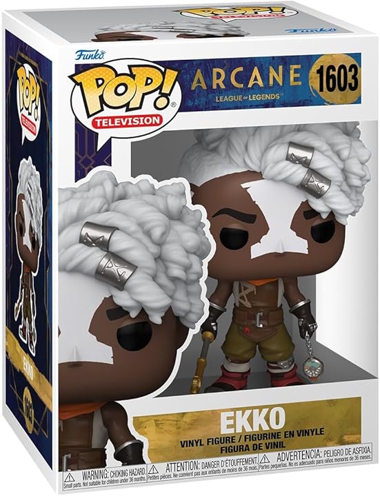 Funko Pop! figure of Ekko from Arcane League of Legends, featuring stylized vinyl toy with detailed character design.