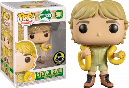 Funko Pop! Television Australia Zoo Steve Irwin with snake figure, collectible toy from Shak's Pop Shop, exclusive to Popcultcha