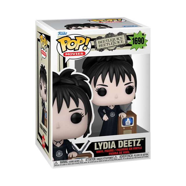 Funko Pop! Lydia Deetz figure from Beetlejuice TV series, collectible vinyl toy with detailed costume and signature hairstyle.