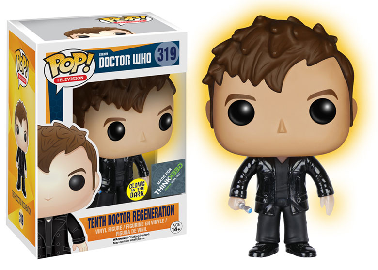 Funko Pop! Television Doctor Who Tenth Doctor Regeneration glow figure, exclusive collectible from Shak's Pop Shop.